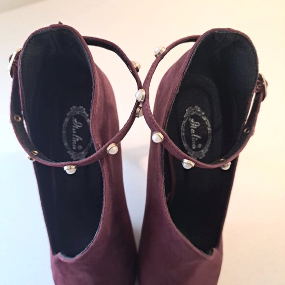 COMPAGNIA ITALIANA HEELS WOMENS SIZE 7.5 BURGANDY SUEDE - Picture 2 of 6